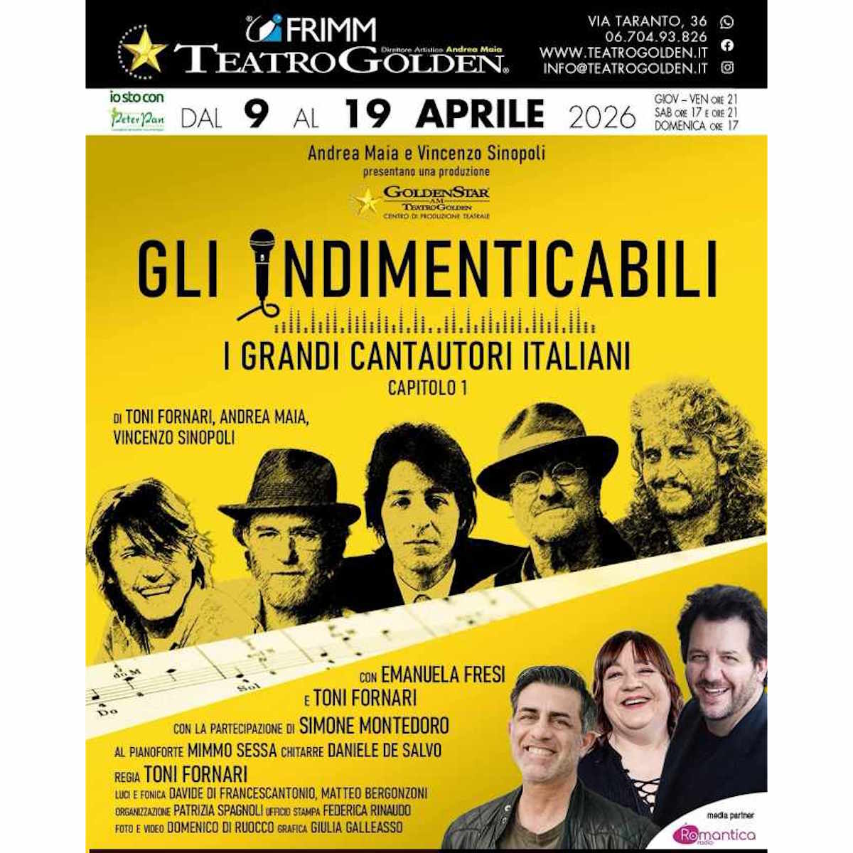 L'omaggio alle grandi voci della musica italiana nello spettacolo Gli Indimenticabili, con Simone Montedoro, Emanuela Fresi e Toni Fornari