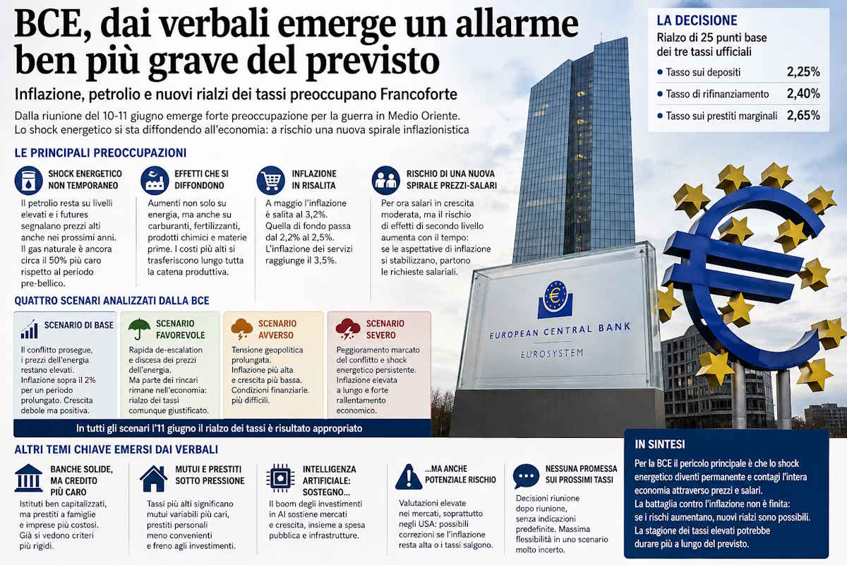 BCE, dai verbali emerge un allarme ben più grave del previsto: inflazione, petrolio e nuovi rialzi dei tassi preoccupano Francoforte